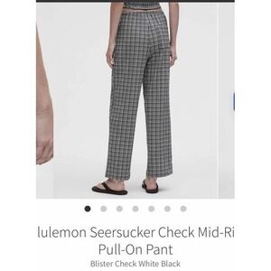 🍋EUC Lululemon Seersucker Check Mid-Rise Pull-On Pant Black White L W5GSMS 30"